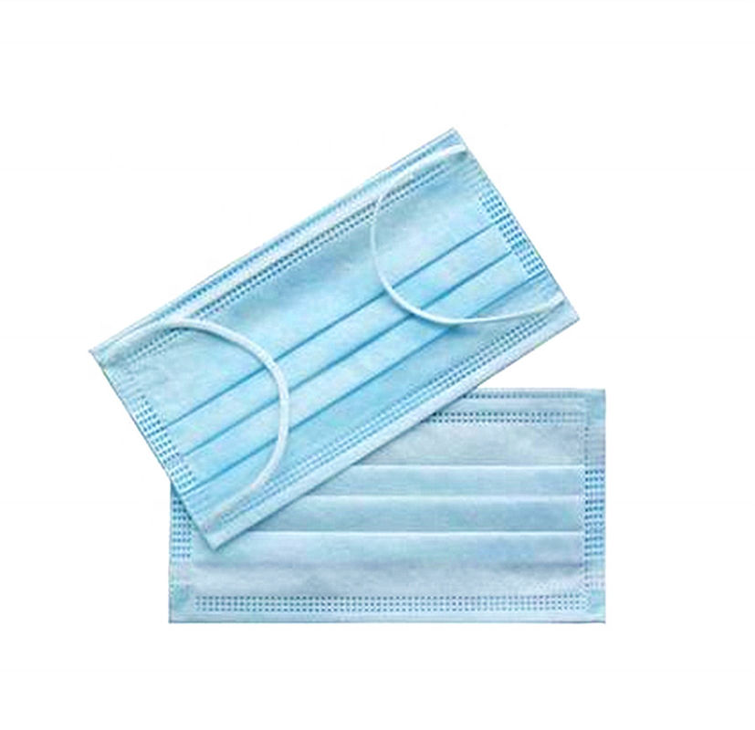 Masque protecteur bleu d'isolement de couleur 3 plis avec le lien tourné soufflé par fonte non tissé